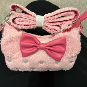 Disney Pink Sherpa Crossbody Bag with Bow Accent